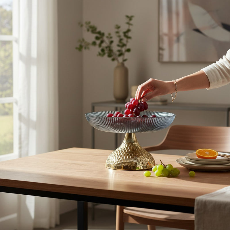 Azure Crest Modern Blue Glass Bowl