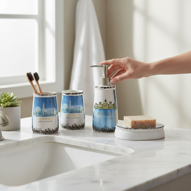 Azure Horizon Ceramic Bath Set