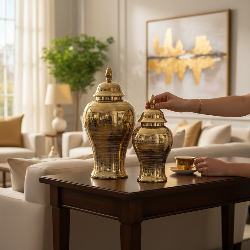 Luxe Golden Mirage Porcelain Jars