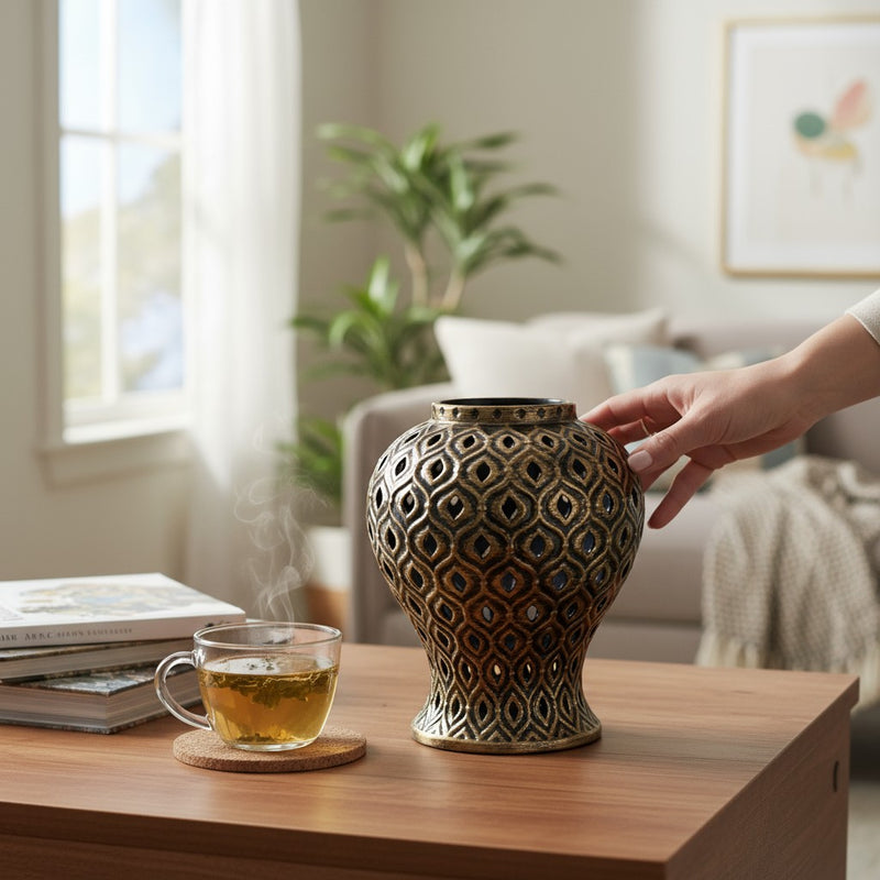 Vintage Rustic Ceramic Floral Vase