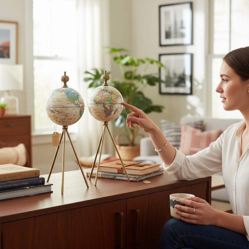 Tripod Worldwide Rotating Globe Decor