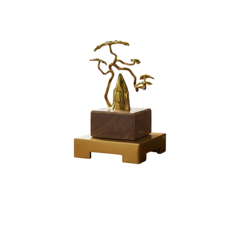 Miniature Bonsai Brass Tree Decor