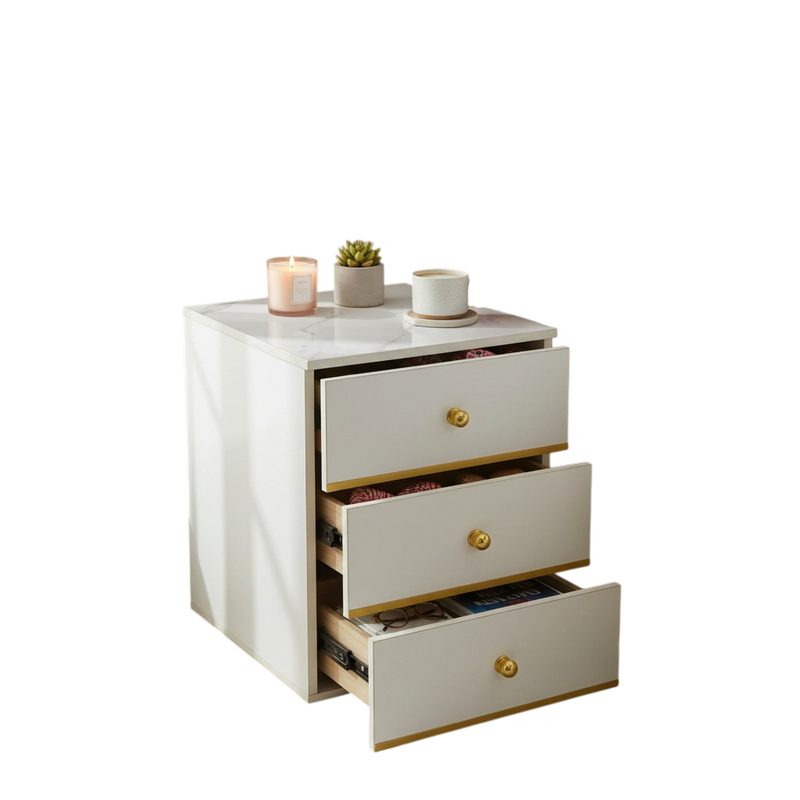 AuroraGold 3-Drawer Side Table