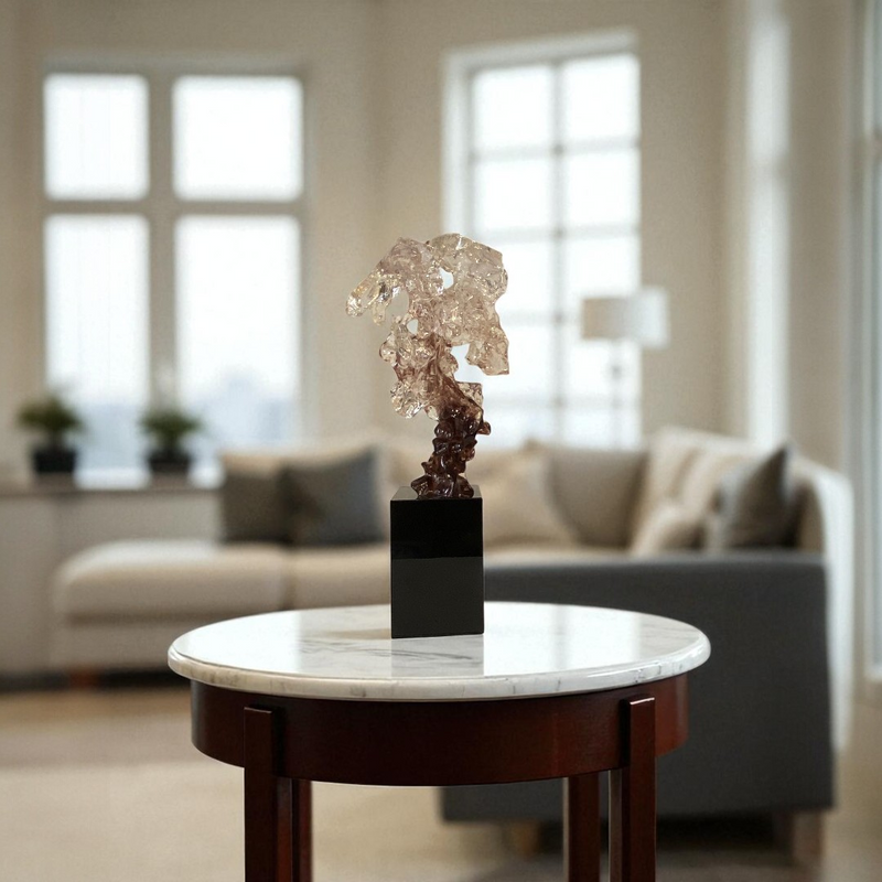 Abstract Wave Sculpture on Black crystal Base